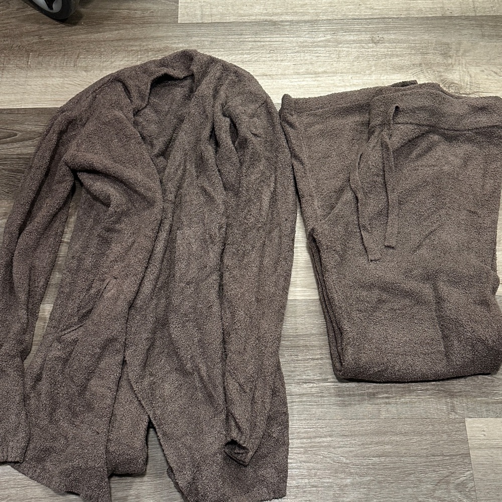 Barefoot Dreams Brown Cardigan and Pants Set